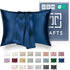 Tafts Pillow Cases - 22mm 100% Pure Mulberry 6A Silk Pillowcase with Zipper Closure (Navy Blue, Queen 20x30 1pc)