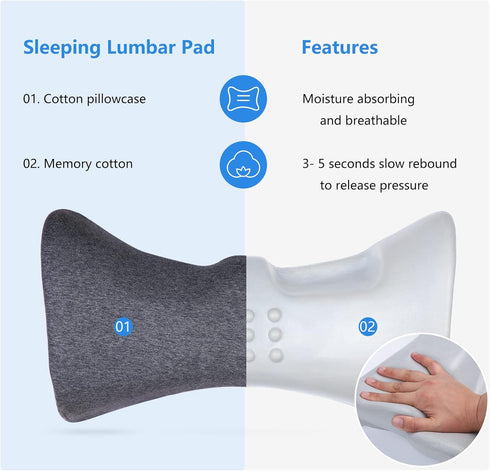 Cozyhealth Lumbar Support Pillow for Sleeping, Heated Lower Back Pillow with Graphene Heating for Lower Back Pain
