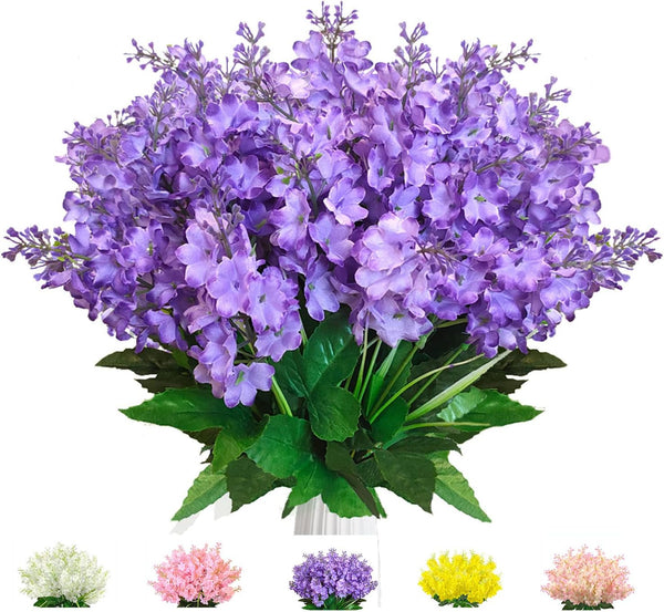 Artificial Flowers Bouquets, Wisteria Hyacinth Fake Bulk for Vase Home Decor, UV Resistant for Indoors, Outdoors,