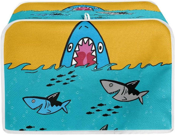 Sharks Toaster Cover for 2 Slice, Dust and Fingerprint Protection for Most 2 Slice Long Slot Toasters, Washable Kitchen