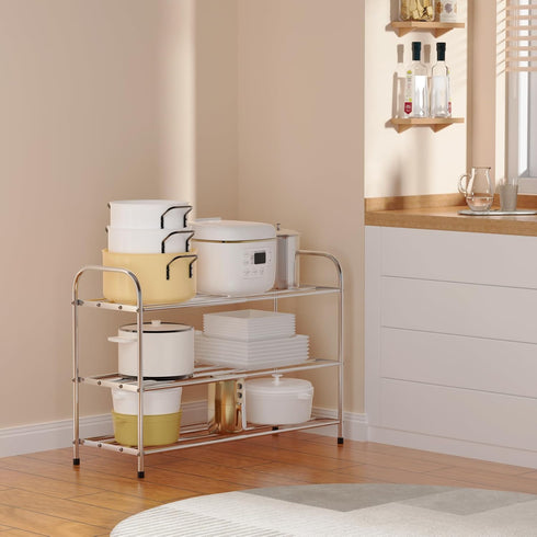 Botion 3 Closet, Frame(3 Tier Expandable Shoe Rack for Stainless Steel Shoe Shelf, Strong Weight Capacity Shoes