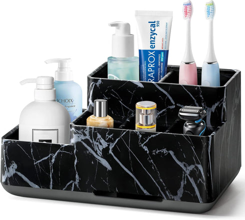 Electric Toothbrush Holder for Bathroom, Plastic Bathroom Countertop Organizer Compartment, Vanity Organizer