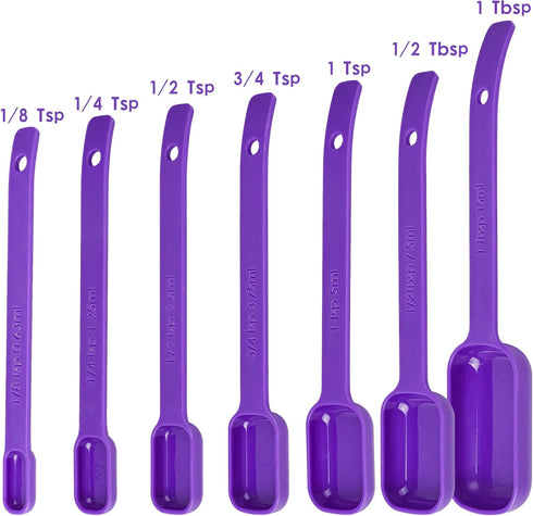 Plastic Measuring Cups and Spoons Set, 15 Pieces, 7 Dry & Liquid Measuring Cups, 7 Spice Spoons with Leveler