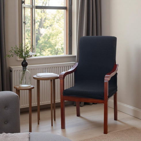 Deisy Dee Black Stretch Slipcovers for Mid Century Arm Chairs - Perfect Fit Accent Chair Covers