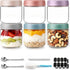 6 pack 10 oz Overnight Oats Containers with Lids and Spoons Glass