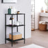 3 Tall Side Table with Storage Tier Black End Table Metal Storage Shelves for Living Room Bedroom Bathroom Small Slim