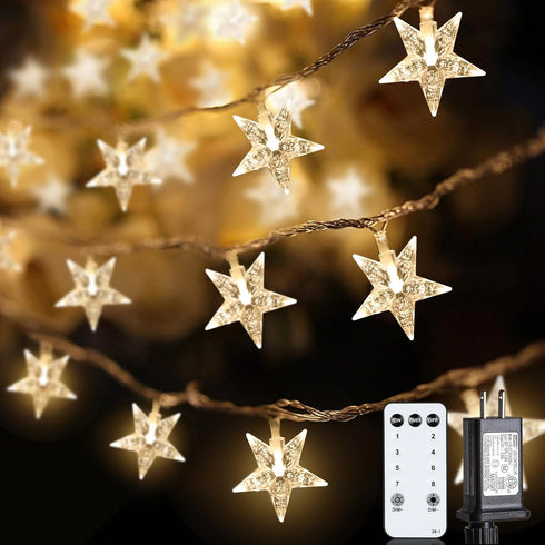 JOLYMOLY Star String Lights Plug in, 59 Ft 100 LED Star Fairy