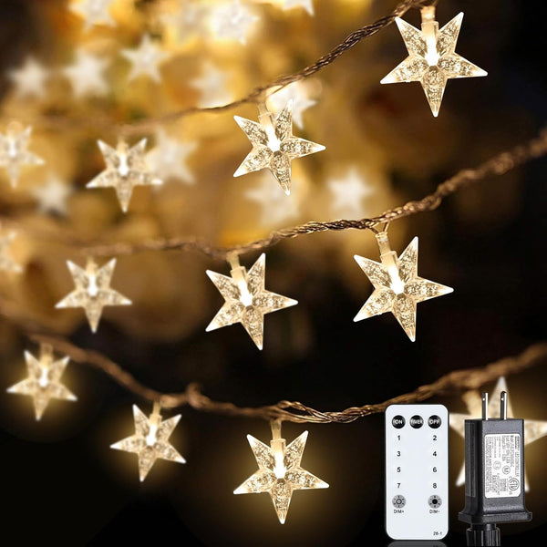 JOLYMOLY Star String Lights Plug in, 59 Ft 100 LED Star Fairy