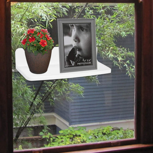 Wall Mounted Small Floating Shelf Stick On Shelves for Bedroom, Kitchen, Bathroom - Display Speakers, Photo Frame,