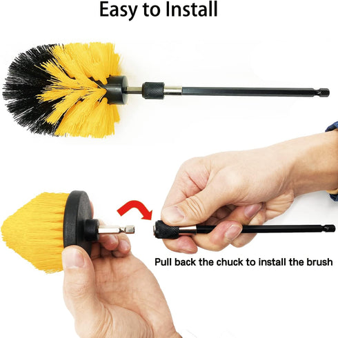 Drill Brush Attachment Set, 7 Pack 1/4in Power Scrubber Brush + Extend Long Attachment for Bathroom, Tub, Tile, and