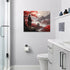 Japanese Bushido Wall Art, Red Samurai Pictures Canvas Painting for Bathroom Bedroom Living Room Office, Framed 16"x12"