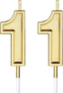 11th Birthday Candles Cake Topper Decoration for Happy Birthday Wedding Anniversary, 3.54 Inches Gold