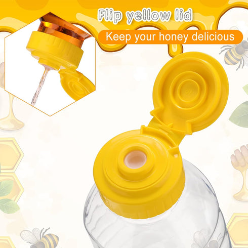 24 (16oz) Pcs Clear Plastic Honey Bottles Plastic Skep Style Jar Honey Squeeze Bottle Empty Refillable Honey Dispenser