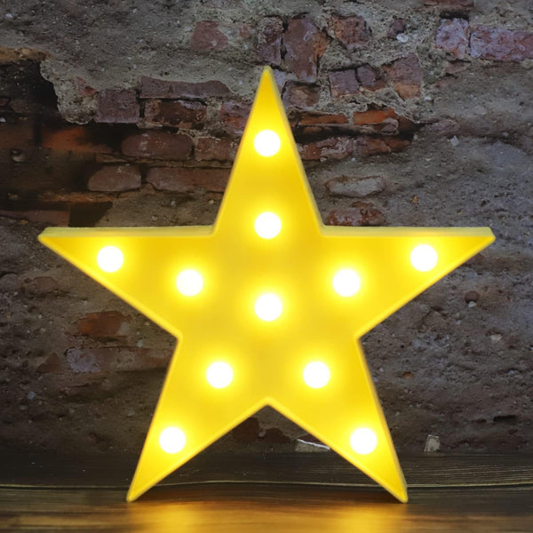 LED Marquee Star Sign Night Light, Battery Operated Star Shape Desk Table