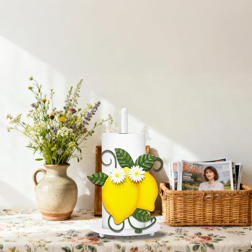 Summer Countertop Lemon Paper Towel Holder, Spring Lemon Decor for Cute Farmhouse Home Table, Housewarming Birthday