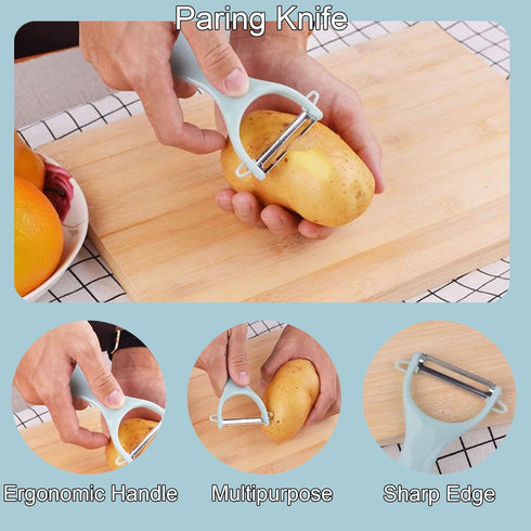 Magicorange Travel Cutting Board Set, 3 Pcs Mini Camping Plastic Cutting Boards & Stainless Steel Knife with Sheath,