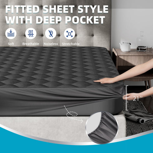 Waterproof King Mattress Protector - Noiseless King Size Mattress Pad with Deep Pocket for 8-21 inches, Soft &