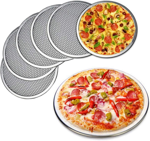 6 Packs 7 Inch Aluminum Alloy Pizza Pan with Holes, Commercial Grade Baking Screen for Oven Round Pizza Crisper