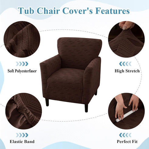 LiveGo Stretch Banquet Armchair Covers, Soft Jacquard Accent Chair Cover with Arms, Armchair Slipcovers Furniture