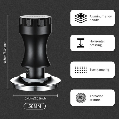 Bincoo Espresso Tamper 58mm, Adjustable Depth Stainless Steel Base Tamper for Barista Home, Fits 58mm Portafilters