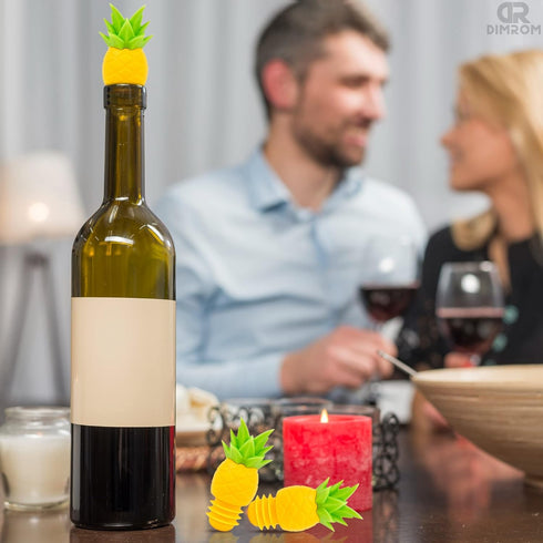 4Pcs Wine Stoppers for Bottles, Pineapple Silicone Caps, Reusable Wine Bottle Sealer, Funny Wine Stopper