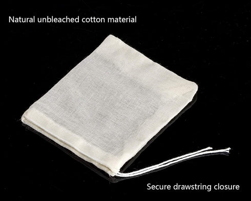 20 Pcs Muslin Drawstring Bags - Natural Unbleached Cotton for Straining Herbs, Coffee, Soup, Spice Bags - 6 x 4 Inches