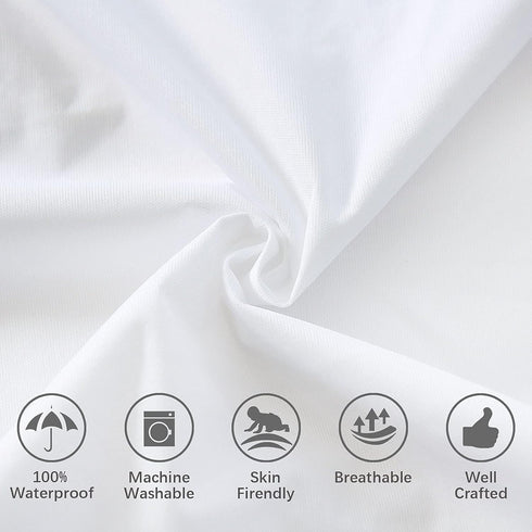 4 Pack Pillow Protectors with Zipper, Breathable & Noiseless, 100% Waterproof Pillow Cases, Standard Size White