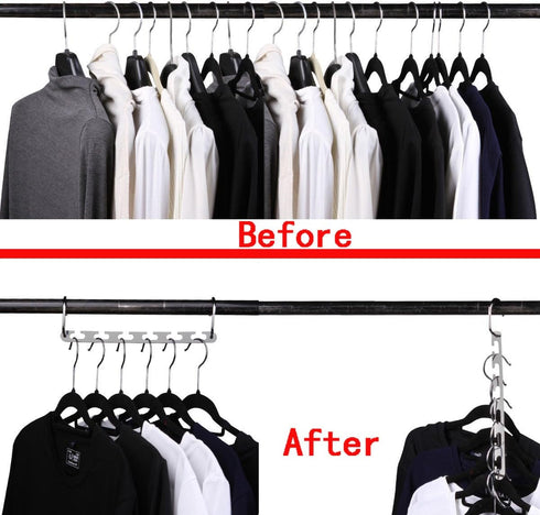 CBTONE 6 Pack Closet Space Saving Hangers - Multi-Purpose Metal Magic Cascading Hangers with Updated Hook Design for