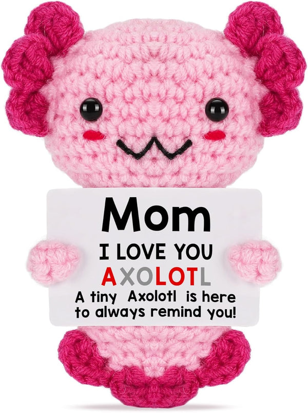 Mom Gifts from Daughter, Mini Crochet Axolotl for for Mothers Birthday Christmas