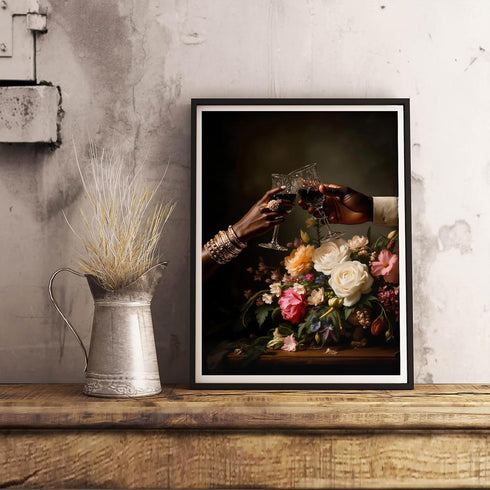 RIJDOJLK 16x24inch Black Couple Canvas Wall Art African American Man and Woman Poster Black Love Wall Art Bouquet
