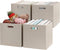 Posprica Storage Cube Basket Bins, 13×13 Foldable Storage Boxes, Set of 4, Beige Thick Fabric Drawer