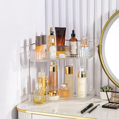 CESTATIVO Corner Bathroom Counter Organizer, Vanity Trays for Bathroom, Skincare Makeup Organizer