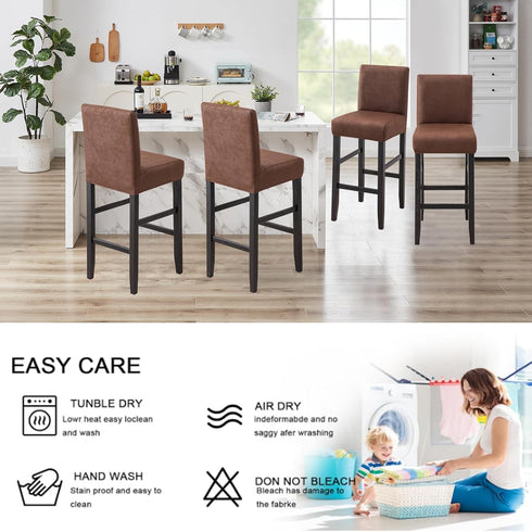 Set 4, FUANGUI Bar Stool Covers of Stretch Removable Bar Stool Seat Covers with Backs Slipcovers, Bar Chair Covers