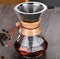 Pour Over Coffee Maker with Reusable Stainless Steel Filter, Lead-Free Borosilicate Glass Carafe