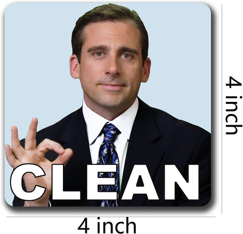 Michael Scott Prison Mike Dishwasher Magnet, Clean Dirty Sign Sticker, Double-Sided Flip with Metal Plate