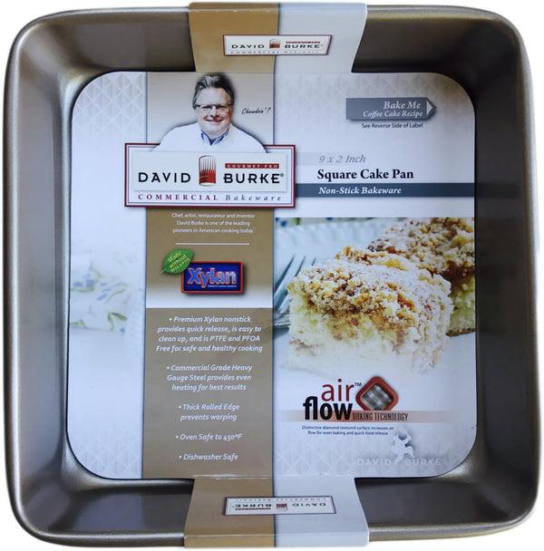 David Burke Kitchen Commerical Weight Bronze Square Cake Pan 9 x 9 x 2 Inches by David Burke