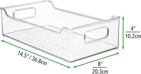 mDesign Wide Plastic Kitchen Storage Container Bins with Handles -Organization in Pantry, Cabinet, Refrigerator