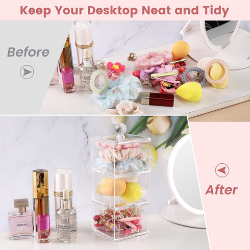 Hair Accessories Organizer for Girls, Clear 3 Stackable Acrylic Holder for Headbands, Bows, and Hair Clips