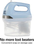 Hamilton Beach 6-Speed Electric Hand Mixer with Whisk, Dough Hooks, Easy Clean Beaters, 275 Watts, Blue