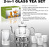 2-IN-1 Sets 4 Glass Tea for Adults - Includes Glass Teapot and Mug with Infuser, Warmer Base, Double Wall Glass Tea Cup