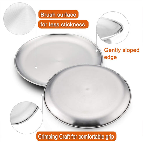 P&P CHEF 10 Inch Pizza Pan, 3 Pieces Stainless Steel Round Tray for Oven Baking Roasting, Heavy Duty - Silver
