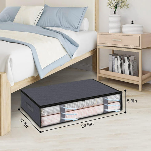 StorageRight Storage Bins Clothes Storage, Foldable Blanket Storage Bags, Under Bed Storage Containers for Organizing, Clothing, Bedroom, Comforter, Closet, Dorm, Quilts, Organizer, 2-Pack Grey by StorageRight