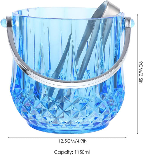 Kichvoe Transparent Bar Ice Cube Bucket with Ice Tongs - 1150ml Ice Container for Home Wine and Beer Storage