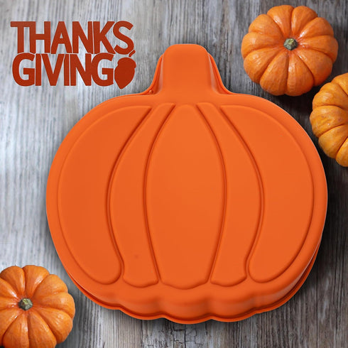 Pumpkin Cake Pan 3 Pack - 7 Inch Silicone Pumpkin Pancake Molds for Fall Baking, Halloween, Thanksgiving