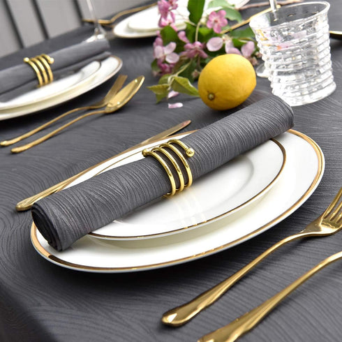 maxmill Jacquard Cloth Napkins, 20 x 20 Inch, 4 Packs Charcoal Solid Washable Polyester for Dinners, Weddings, Parties