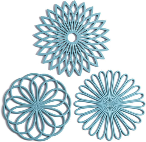 Set of 3 Silicone Trivet Mats, Non-Slip & Heat Resistant Kitchen Hot Pads for Table & Countertop
