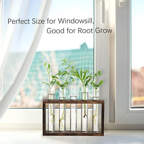 XXXFLOWER Wall Hanging Terrarium Planter with 5 Test Tubes, Indoor Plant Decor for Garden Lovers