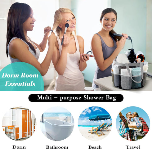 Attmu Mesh Shower Caddy - Portable Quick Dry Hanging Tote Bag for College Dorm Room Essentials