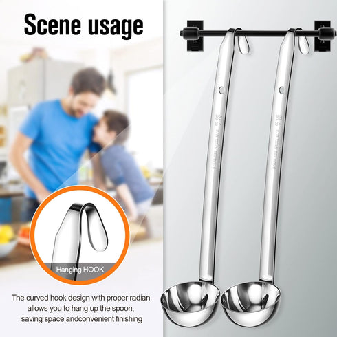 Cunhill 5 Pcs Soup Ladles, Stainless Steel Serving Ladles with Long Handle for Cooking, Stirring, Portioning