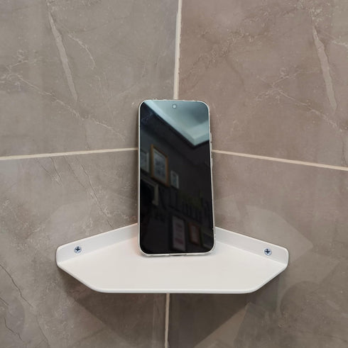 YUjieSTC 6 Inch White Floating Corner Shelf Wall Mounted, Triangle Decorative Shelf for Home, Bathroom, Phone & Small